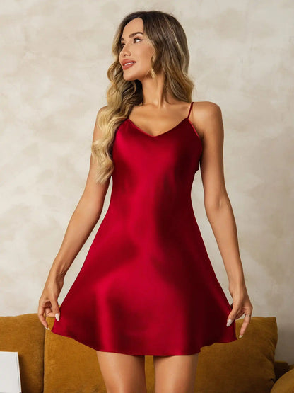 100% Mulberry Silk Nightgown V Neck Essential Slip