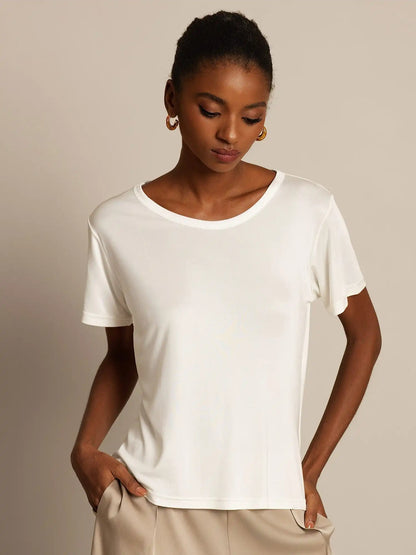 100% Mulberry Silk Short Sleeve Women's T-Shirt