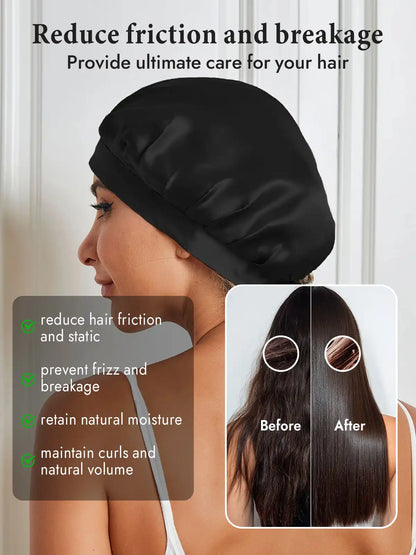 100% Mulberry Silk Sleep Bonnet with Ribbons