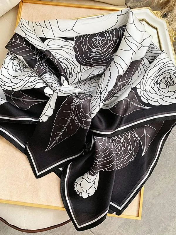 Shadow Rose 100% Mulberry Silk Square Scarf 88x88cm