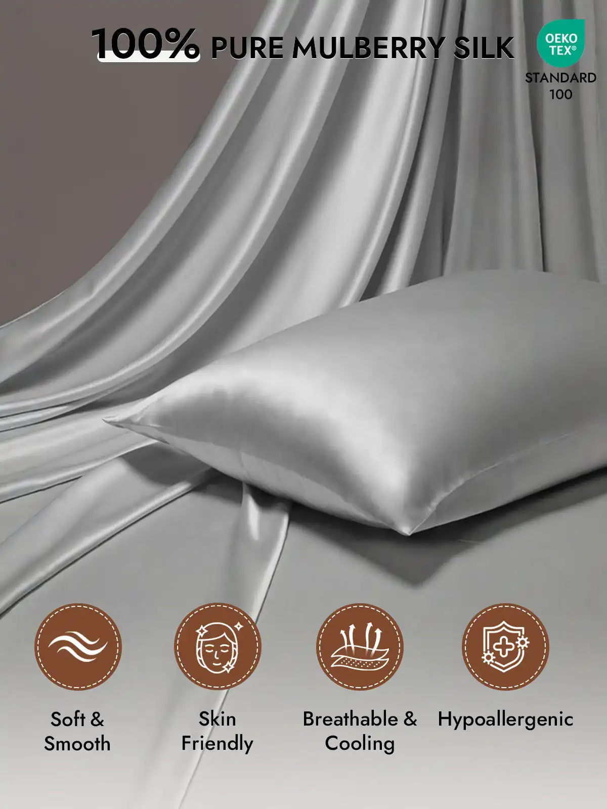 100% Mulberry Silk Pillowcase - Hidden Zipper