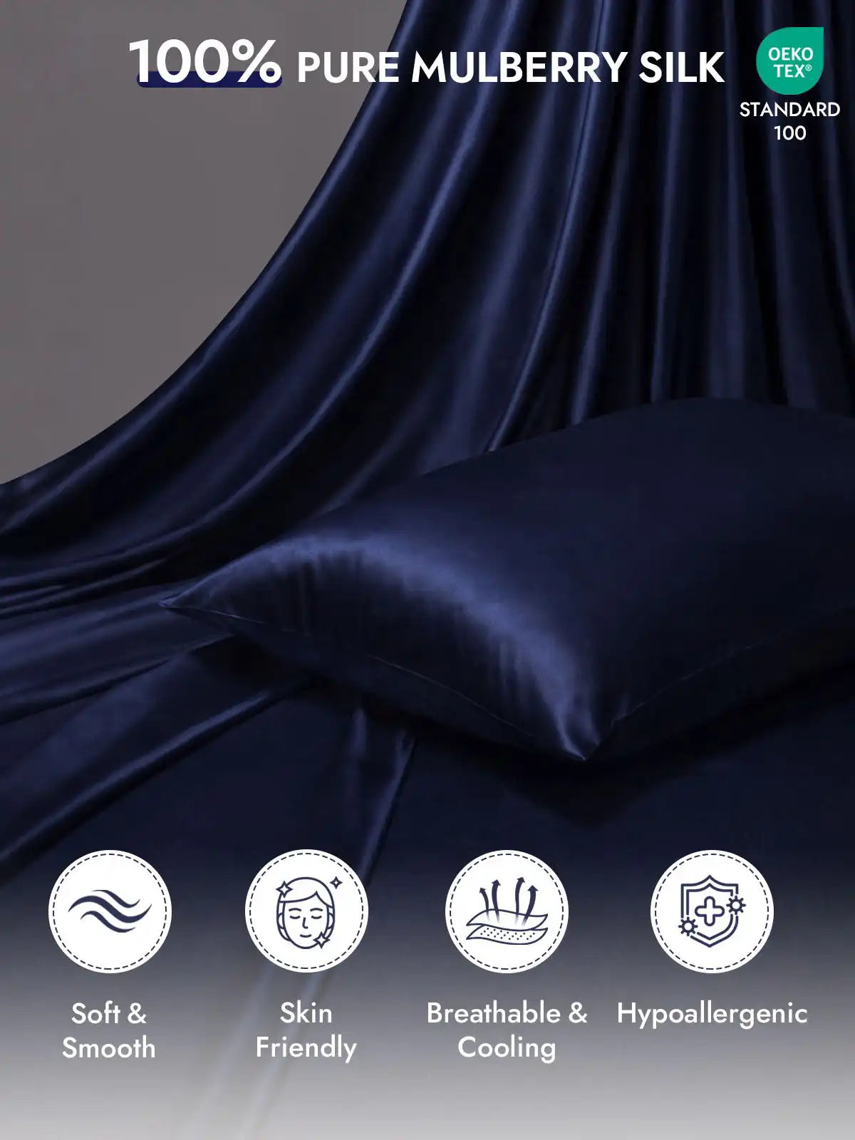 100% Mulberry Silk Pillowcase - Hidden Zipper
