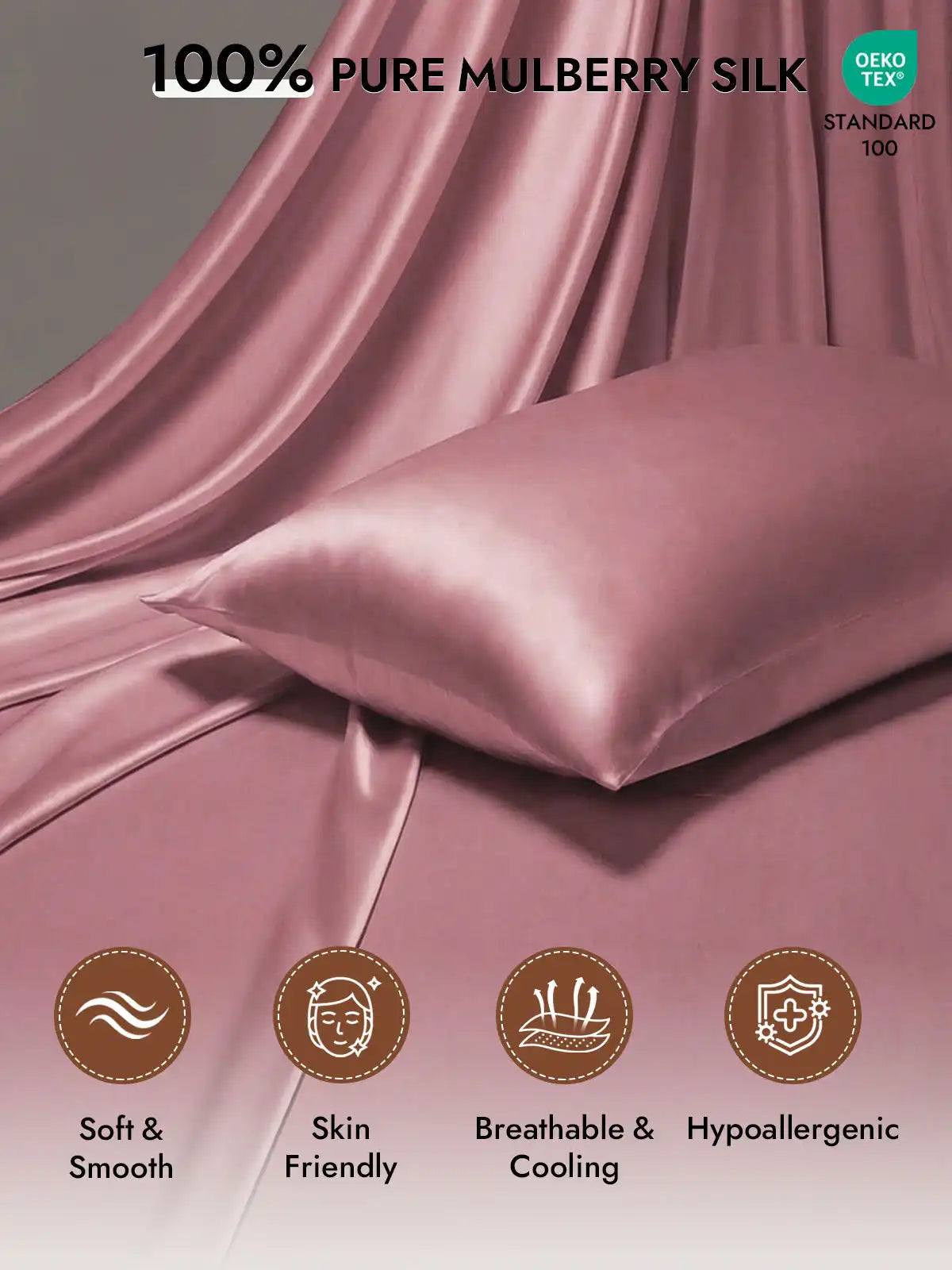 100% Mulberry Silk Pillowcase - Hidden Zipper