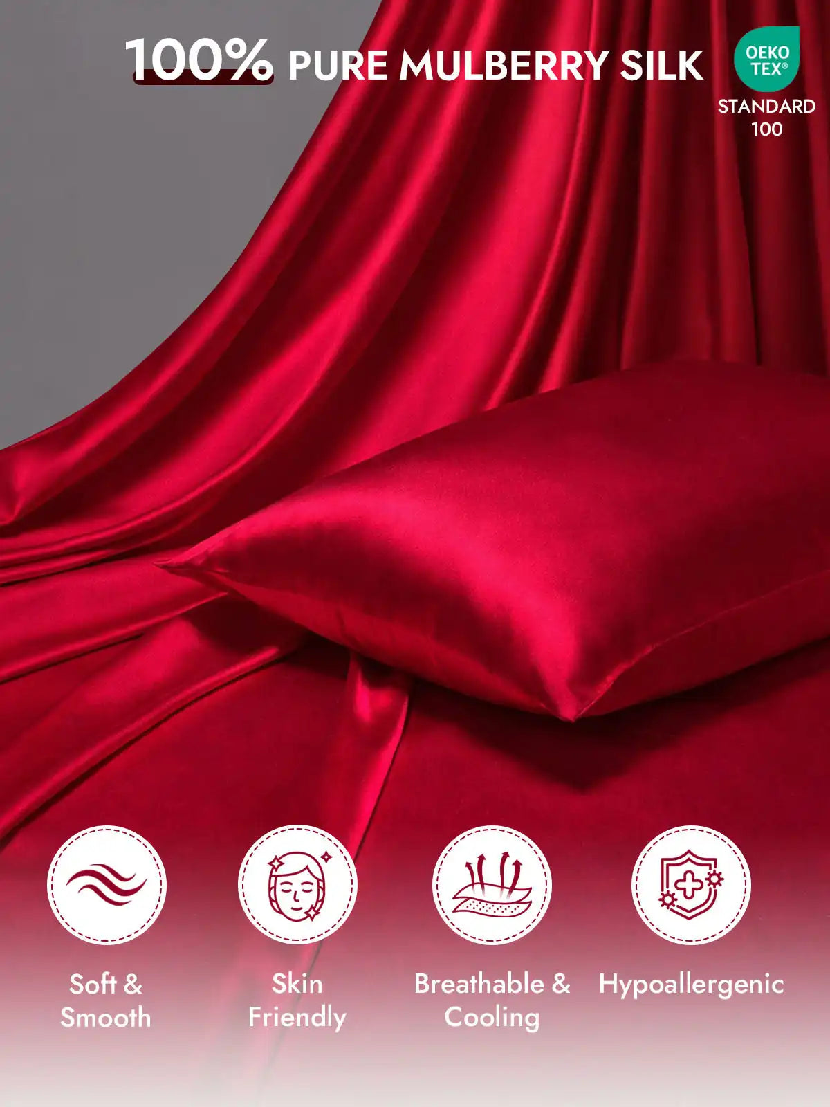 100% Mulberry Silk Pillowcase - Hidden Zipper