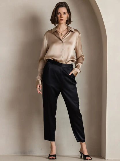 Women’s 19 Momme Silk Long Sleeves Button-Up Shirt
