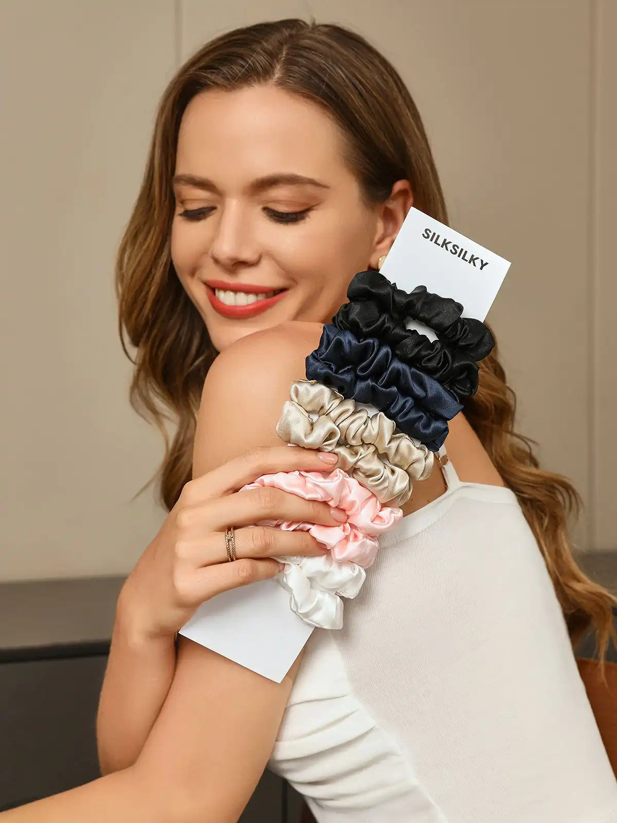 10Pcs Bundle 100% Mulberry Silk Classic Hair Scrunchies - 2cm