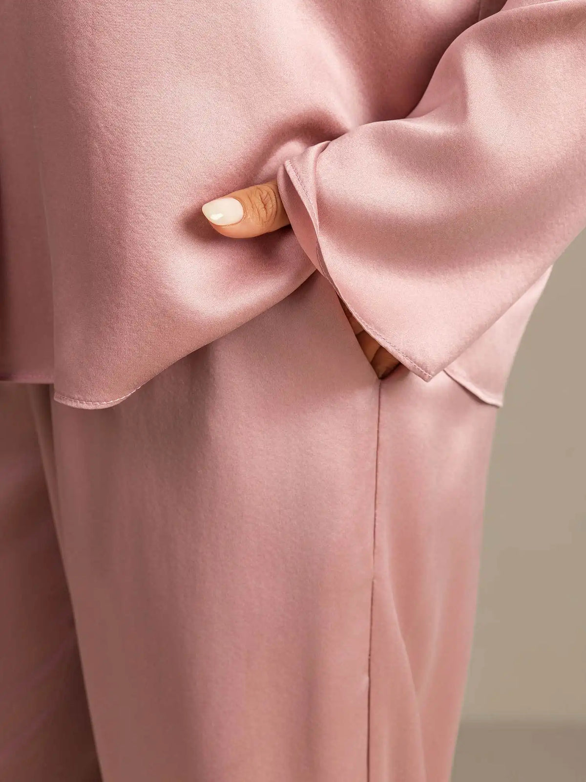 Clearance - 19Momme Washable Silk Long Sleeve Notch Collar Women's Pajamas Set