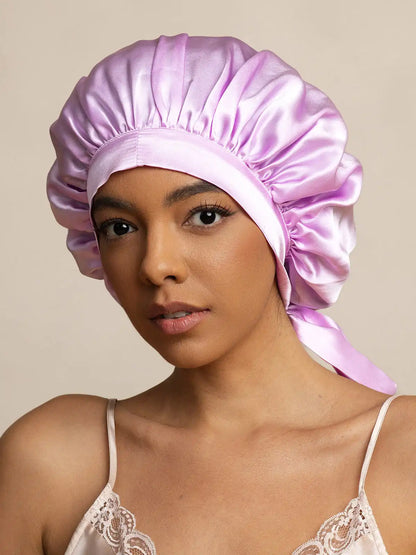 100% Mulberry Silk Elegant Bonnet with Long Ribbons