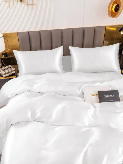 19Momme 4Pcs Silk Set Duvet Cover+Flat Sheet+2x Pillowcases