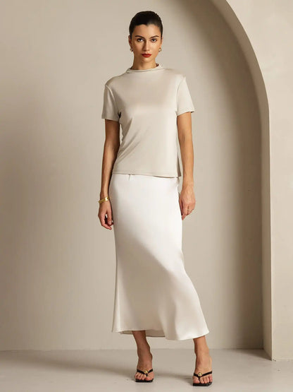 Clearance - Pure Silk Short Sleeve Mock Women's T-Shirt