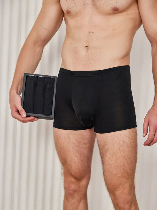 3Pcs Men‘s 100% Mulberry Silk Boxer Briefs Underwear