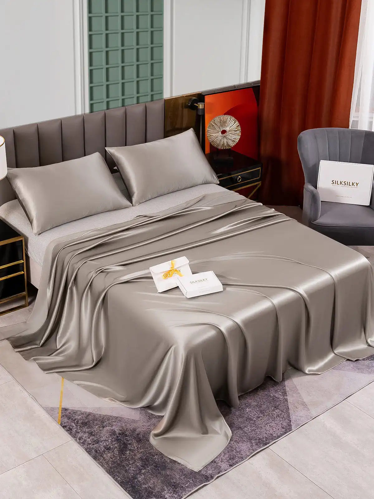 25Momme 3Pcs Silk Set Flat Sheet+2x Pillowcases