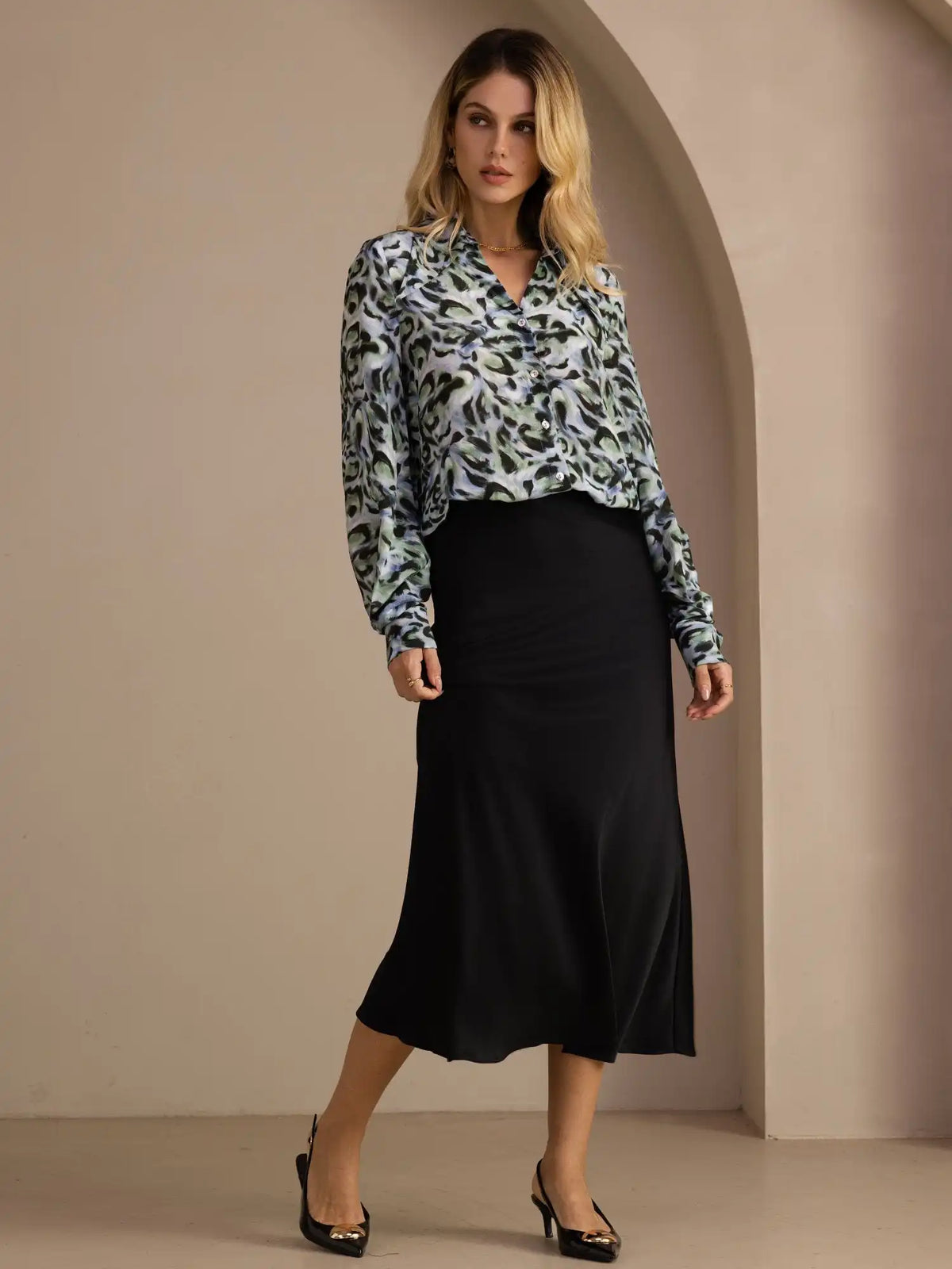 19Momme Silk High Waist Elegant Maxi Skirt