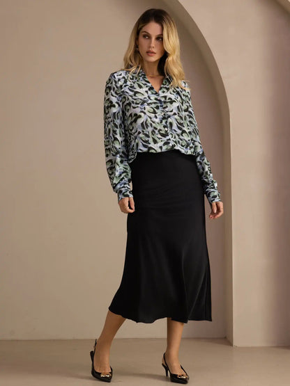 19Momme Silk High Waist Elegant Maxi Skirt