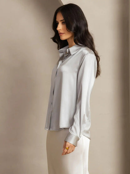 Women’s 19 Momme Silk Long Sleeves Button-Up Shirt