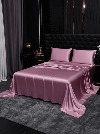 25Momme Silk 4Pcs Set Fitted&Flat Sheets+2x Pillowcases