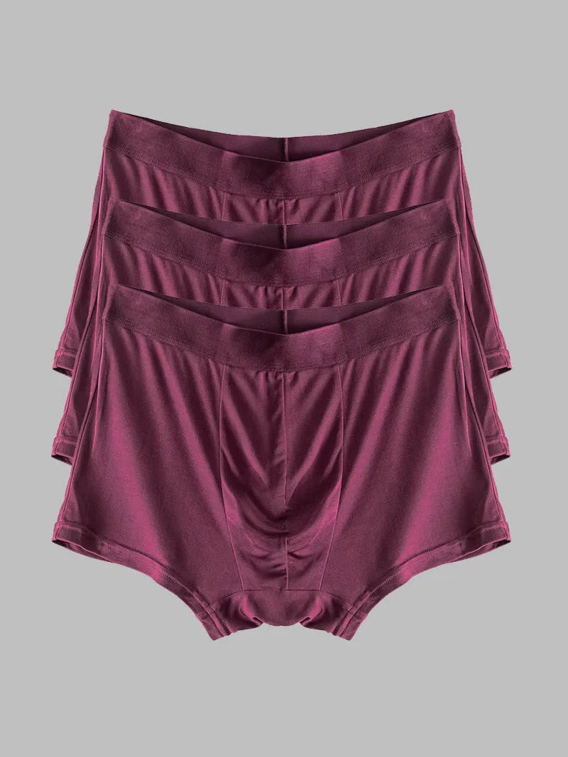 3Pcs Mens 100% Mulberry Silk Boxer Briefs Underwear