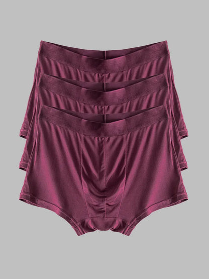 3Pcs Mens 100% Mulberry Silk Boxer Briefs Underwear