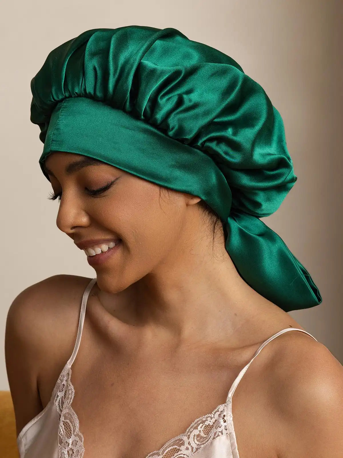 100% Mulberry Silk  Casual Bonnet with Long Ribbons (Two-tone and Double-sided)