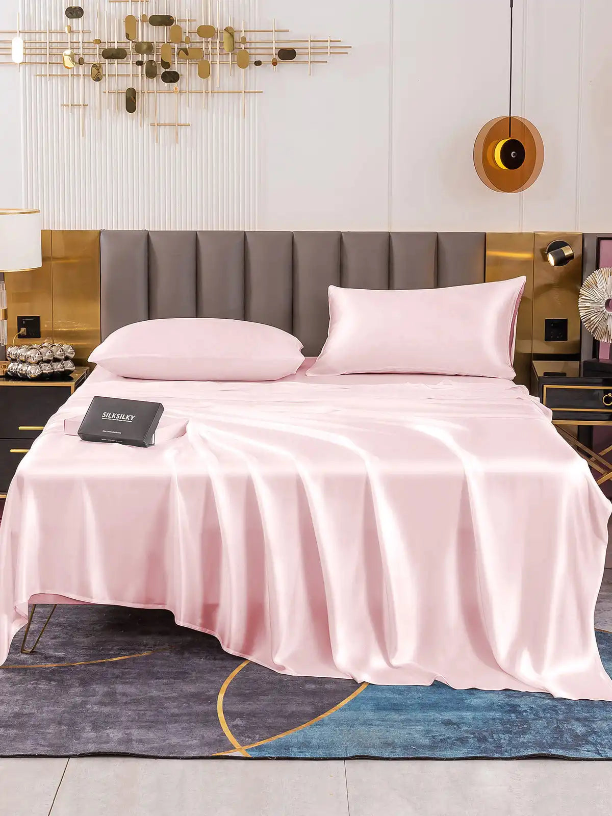 19Momme 4Pcs 100% Mulberry Silk Bedding Set Fitted&Flat Sheets+2x Pillowcases