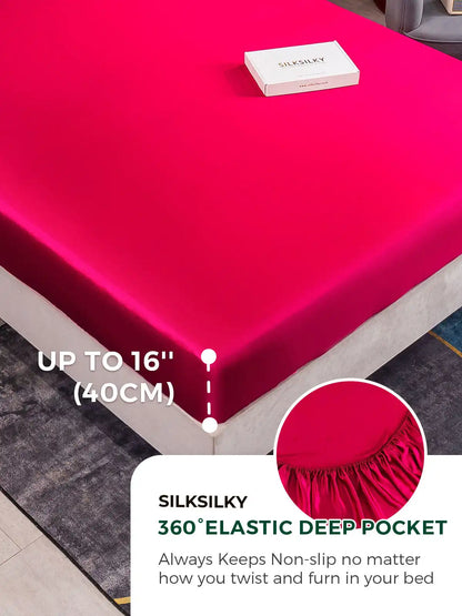 19Momme 4Pcs Silk Set Duvet Cover+Fitted Sheet+2x Pillowcases