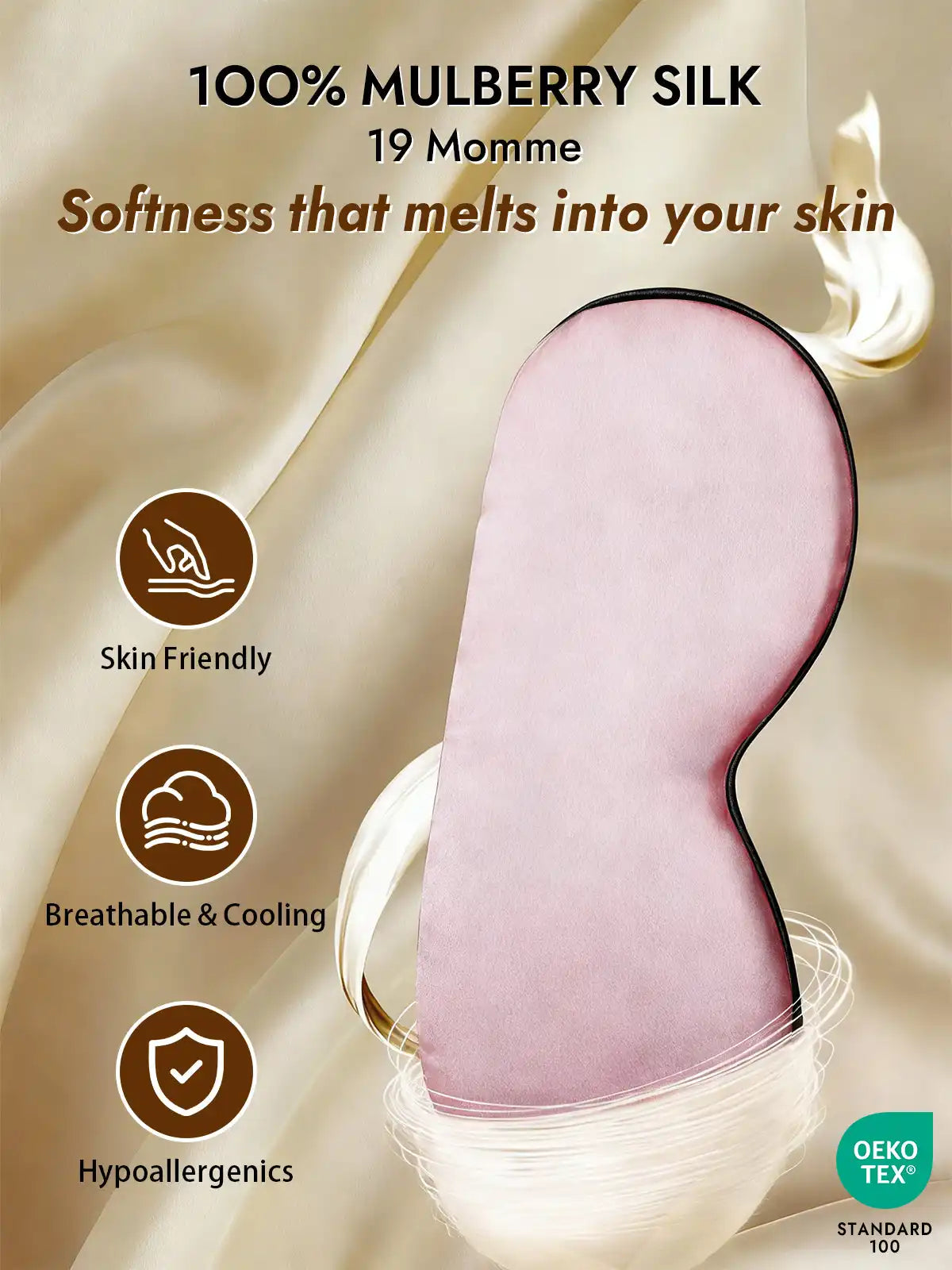 100% Mulberry Silk Elastic Band Sleep Eye Mask