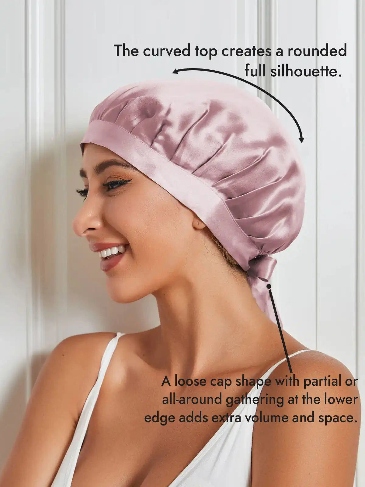 100% Mulberry Silk Sleep Bonnet with Ribbons