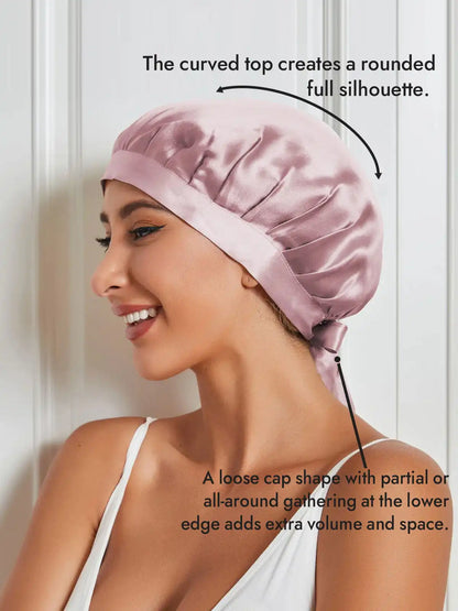 100% Mulberry Silk Sleep Bonnet with Ribbons