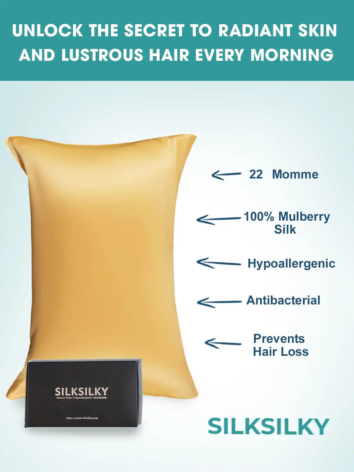 22Momme 100% Mulberry Silk Pillowcase - Envelope Closure