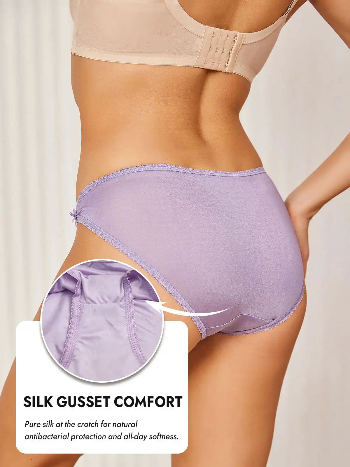100% Mulberry Silk Bikini Panty with Bow Detail