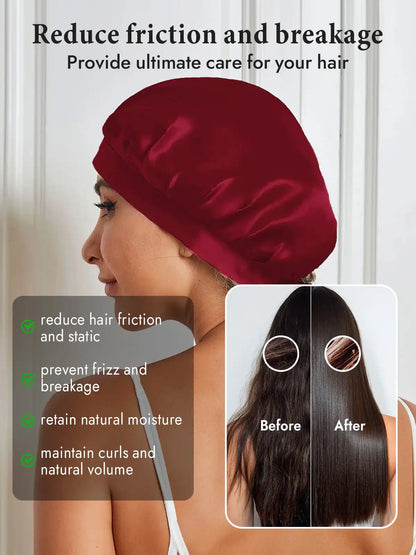 100% Mulberry Silk Sleep Bonnet with Ribbons