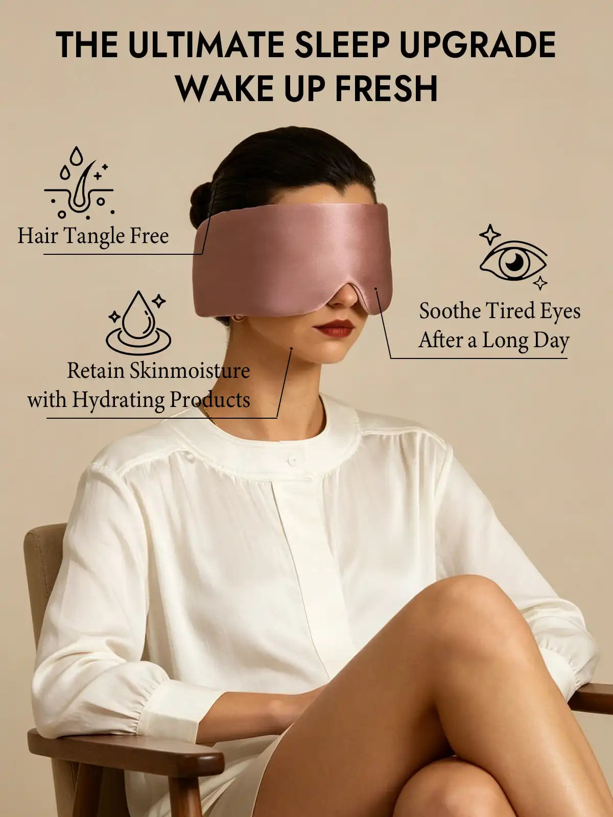 100% Mulberry Silk Double-Sided Eye Mask With Silent Velcro Closure