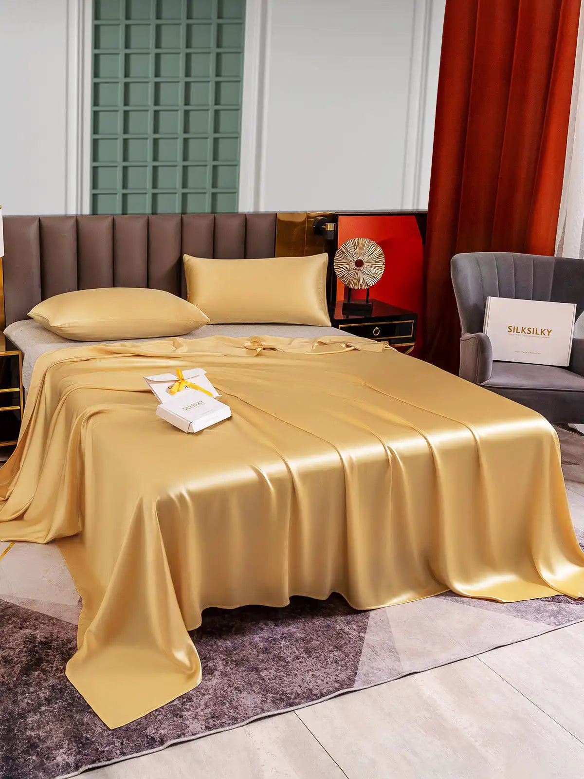 25Momme 3Pcs Silk Set Flat Sheet+2x Pillowcases