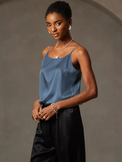 19Momme Silk Spaghetti Strap Round Neck Camisoles