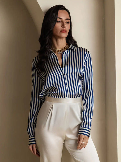 Women’s 19 Momme Silk Long Sleeves Button-Up Shirt