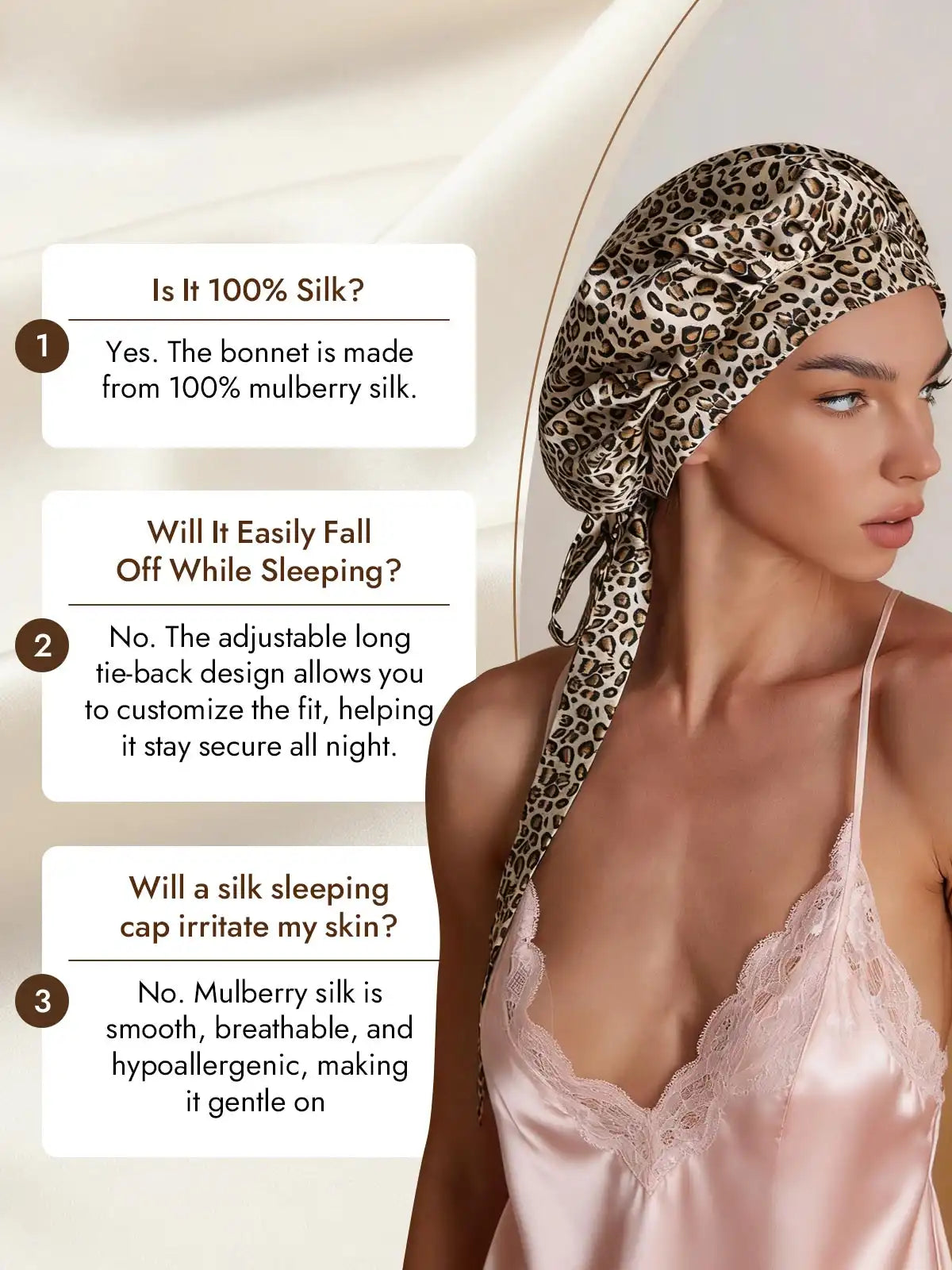 100% Mulberry Silk Elegant Bonnet with Long Ribbons
