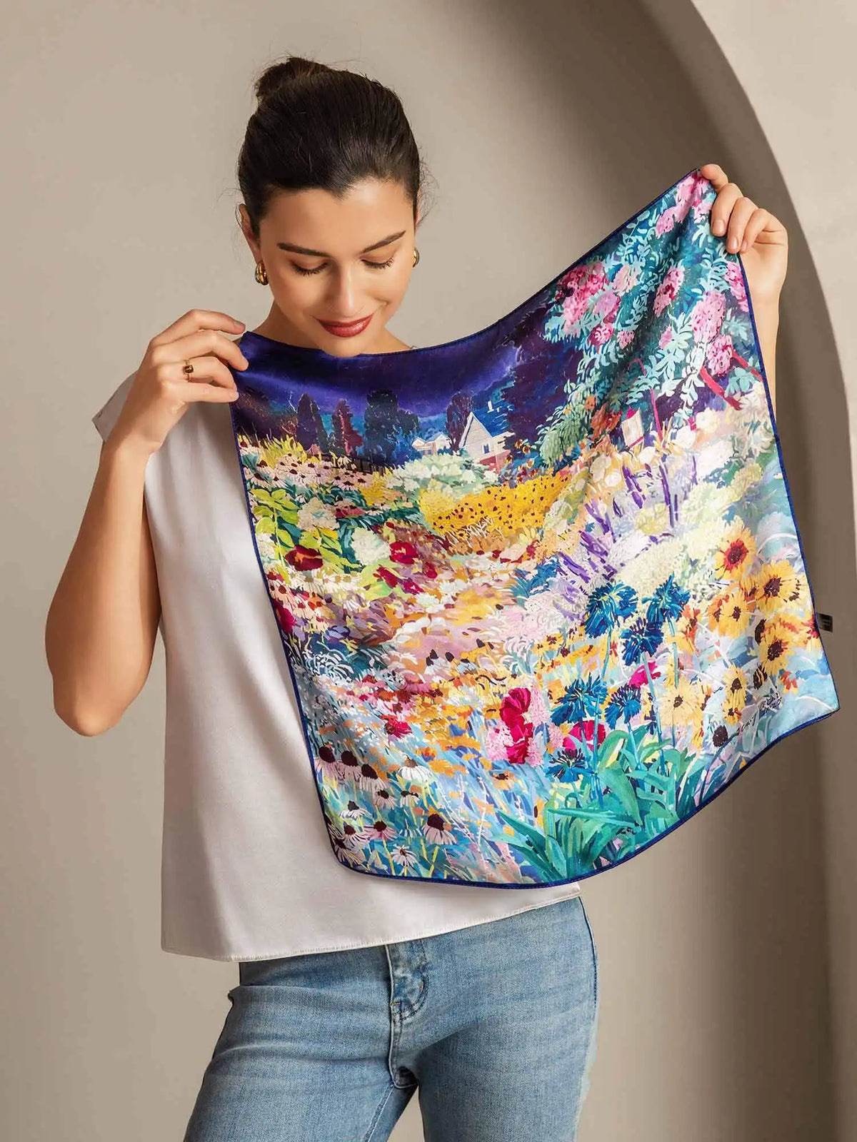 100% Mulberry Silk Printed Square Scarf 53*53 cm
