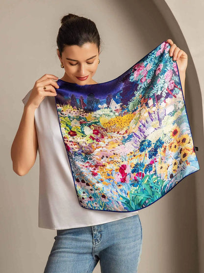 100% Mulberry Silk Printed Square Scarf 53*53 cm