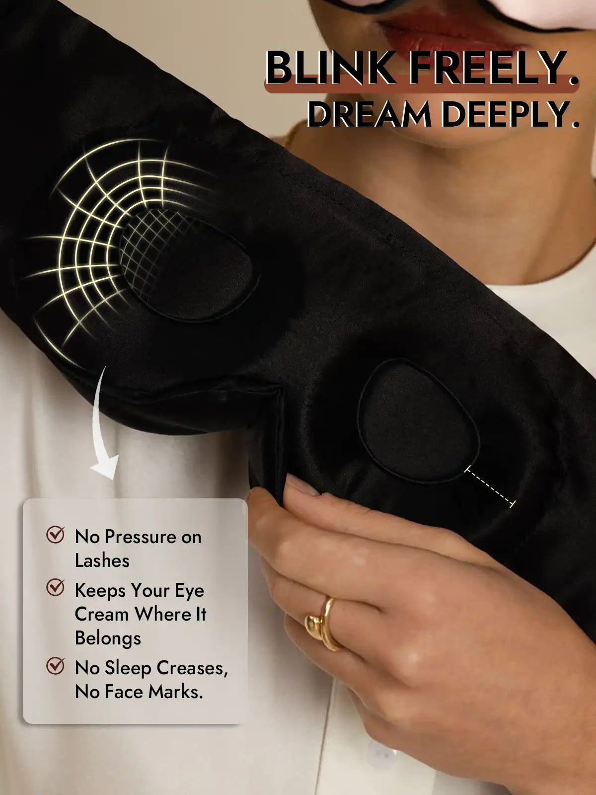 100% Mulberry Silk 3D Contoured Eye Mask With Velcro Closure