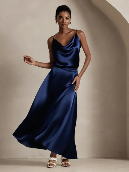 19Momme Silk A Line Maxi Skirt with Lining