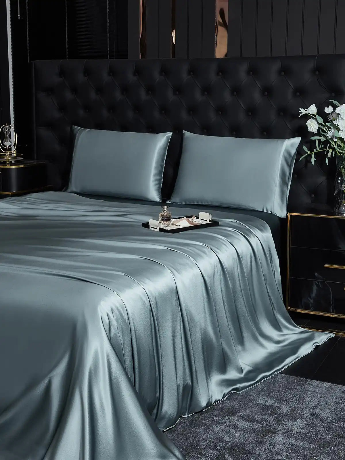 19Momme 4Pcs Silk Set Duvet Cover+Flat Sheet+2x Pillowcases