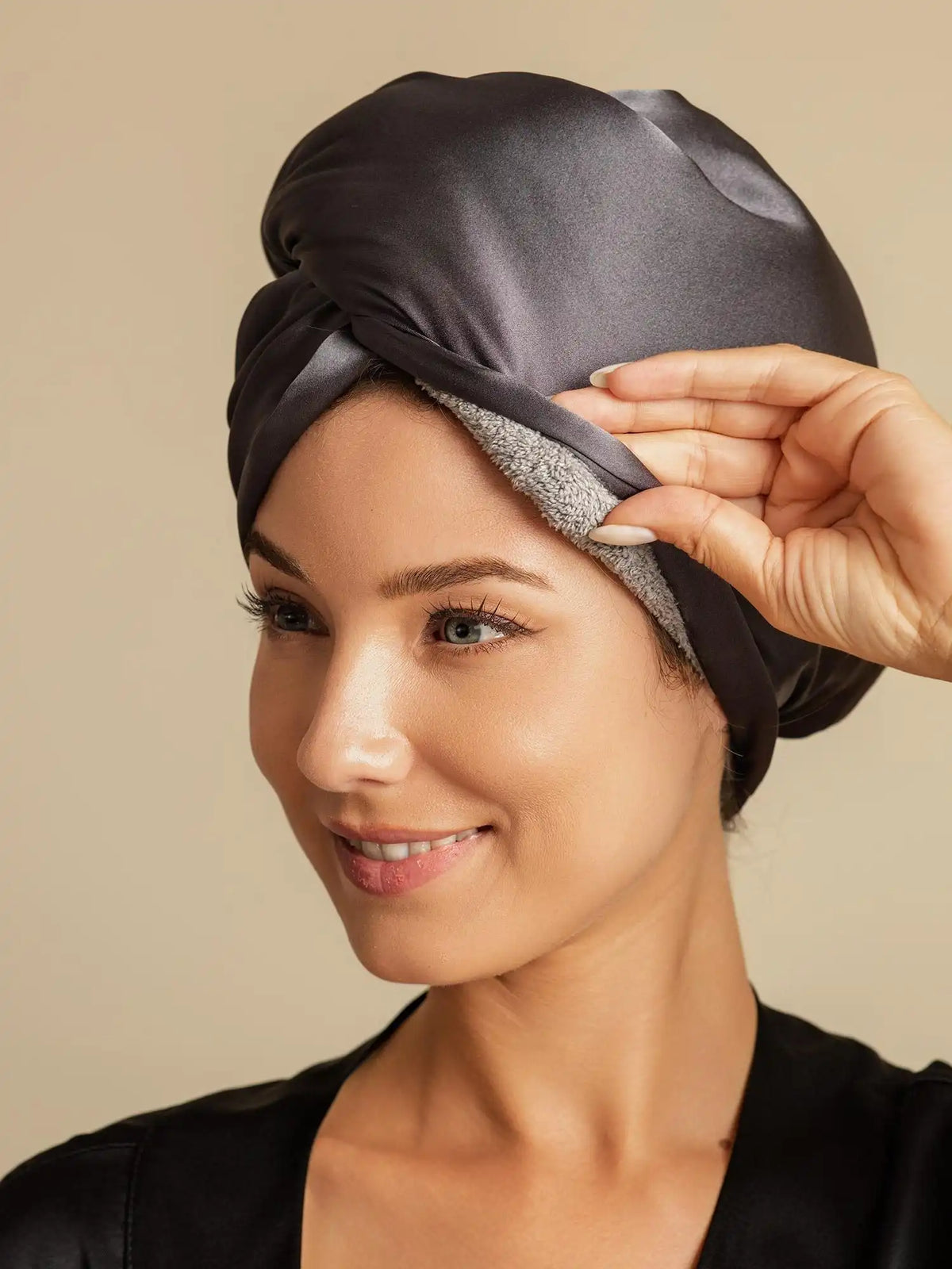 100% Mulberry Silk Double-Sided Hair Towel Wrap – Quick Dry, Frizz Free & Gentle on Hair