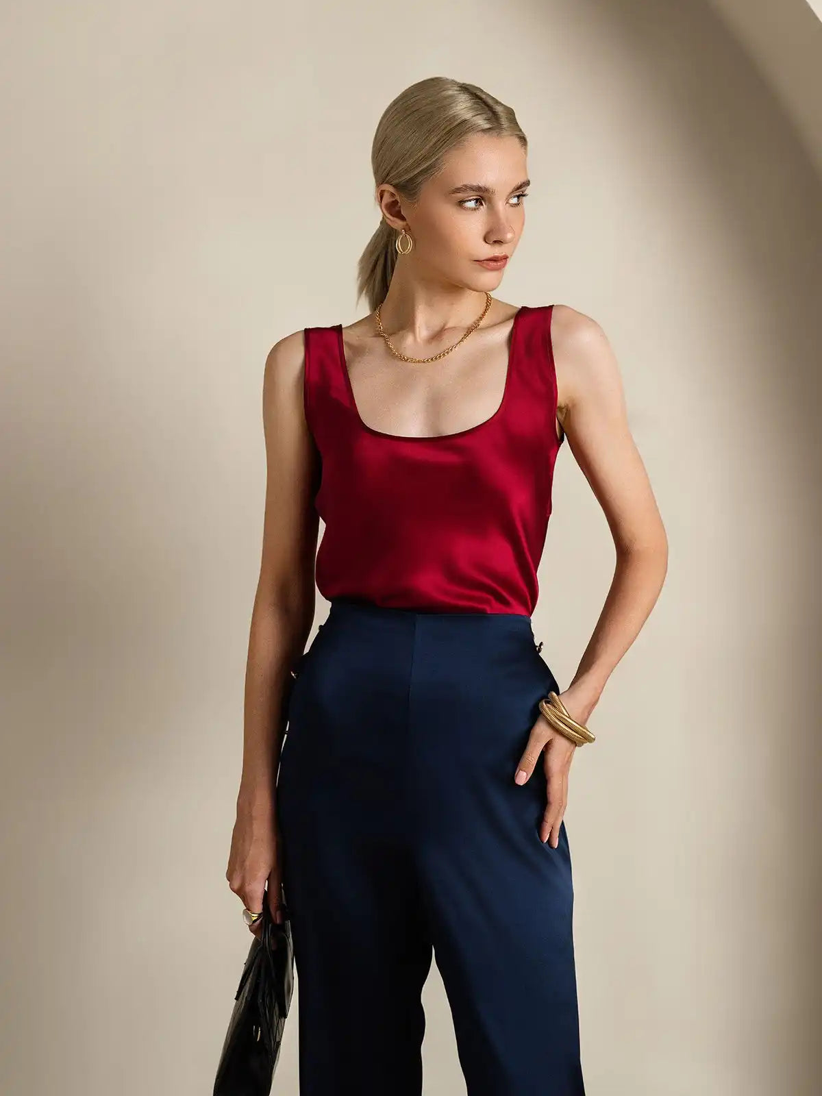 19Momme Silk Sleeveless U Neck Women's Tank Top