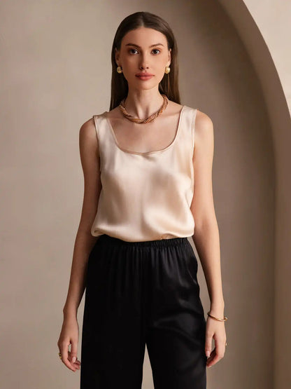 19Momme Silk Sleeveless U Neck Women's Tank Top