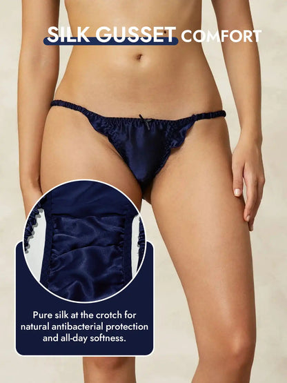 100% Mulberry Silk Ruffle Trim String Panty