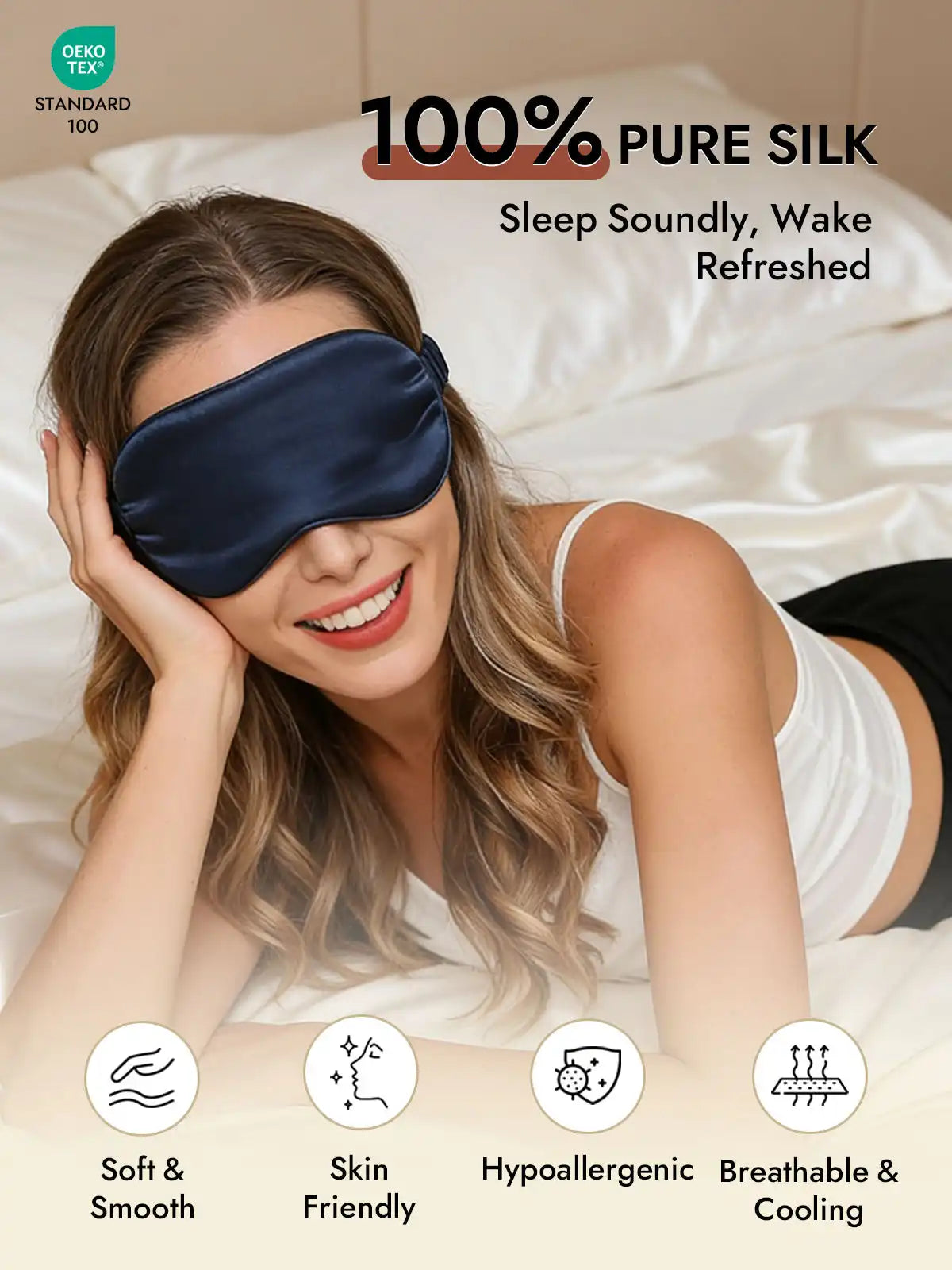 100% Mulberry Silk Sleep Eye Mask with Elastic Band