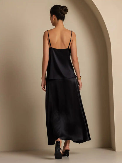 19Momme Silk A Line Maxi Skirt with Lining