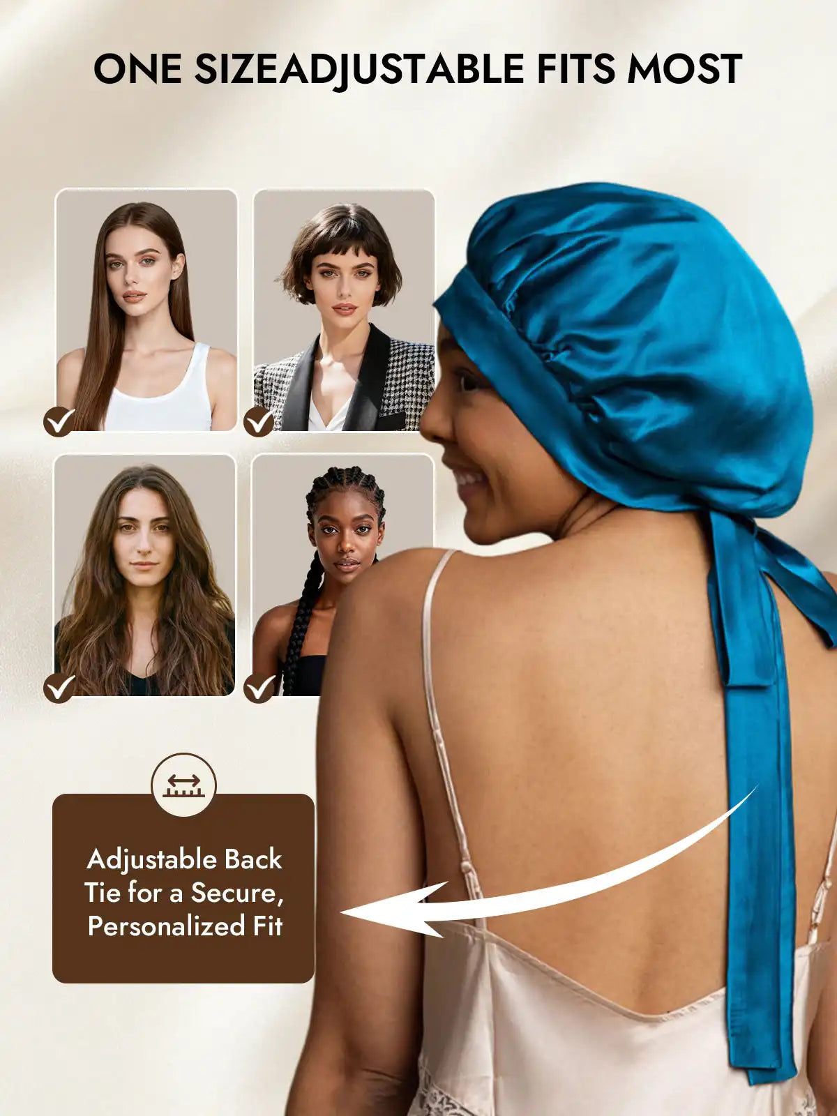 100% Mulberry Silk Elegant Bonnet with Long Ribbons