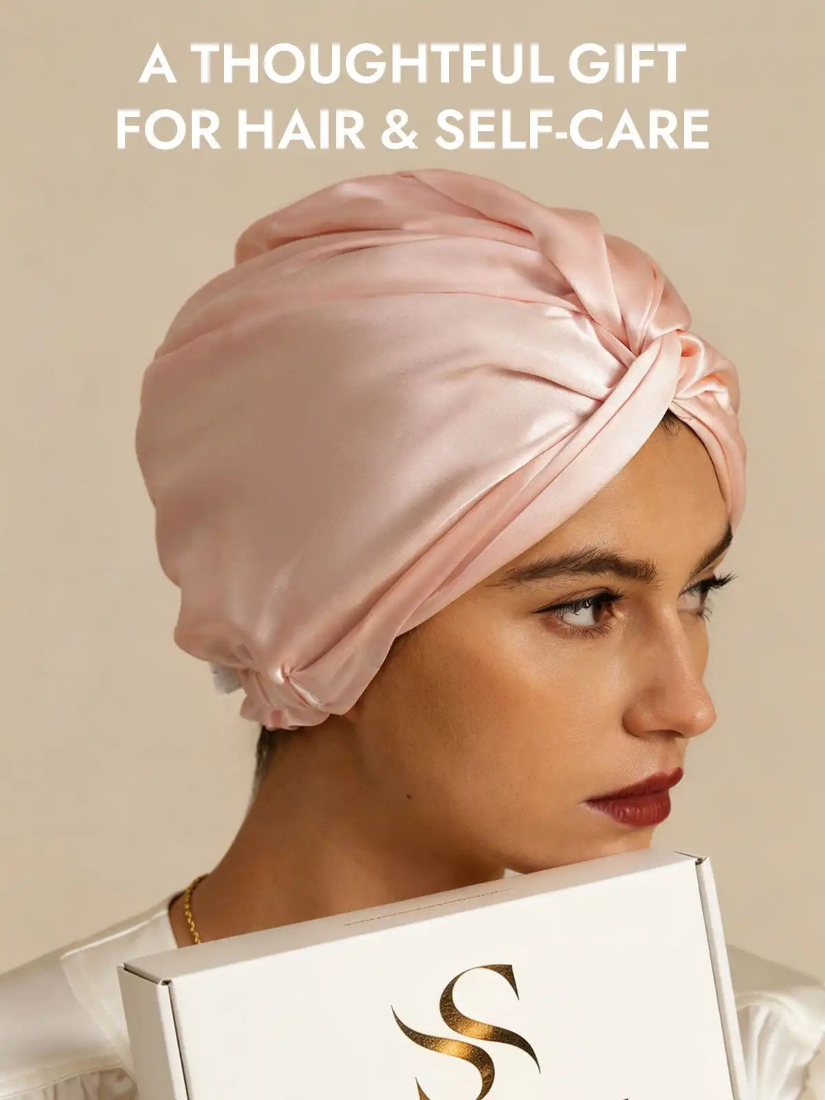 22Momme 100% Mulberry Silk Knot-Front Hair Bonnet with Adjustable Button Design