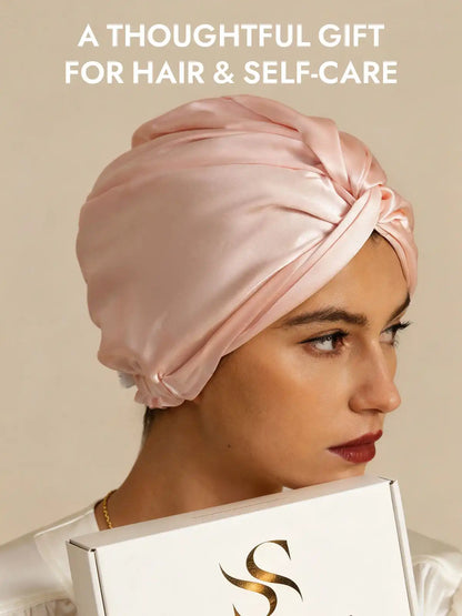 22Momme 100% Mulberry Silk Knot-Front Hair Bonnet with Adjustable Button Design